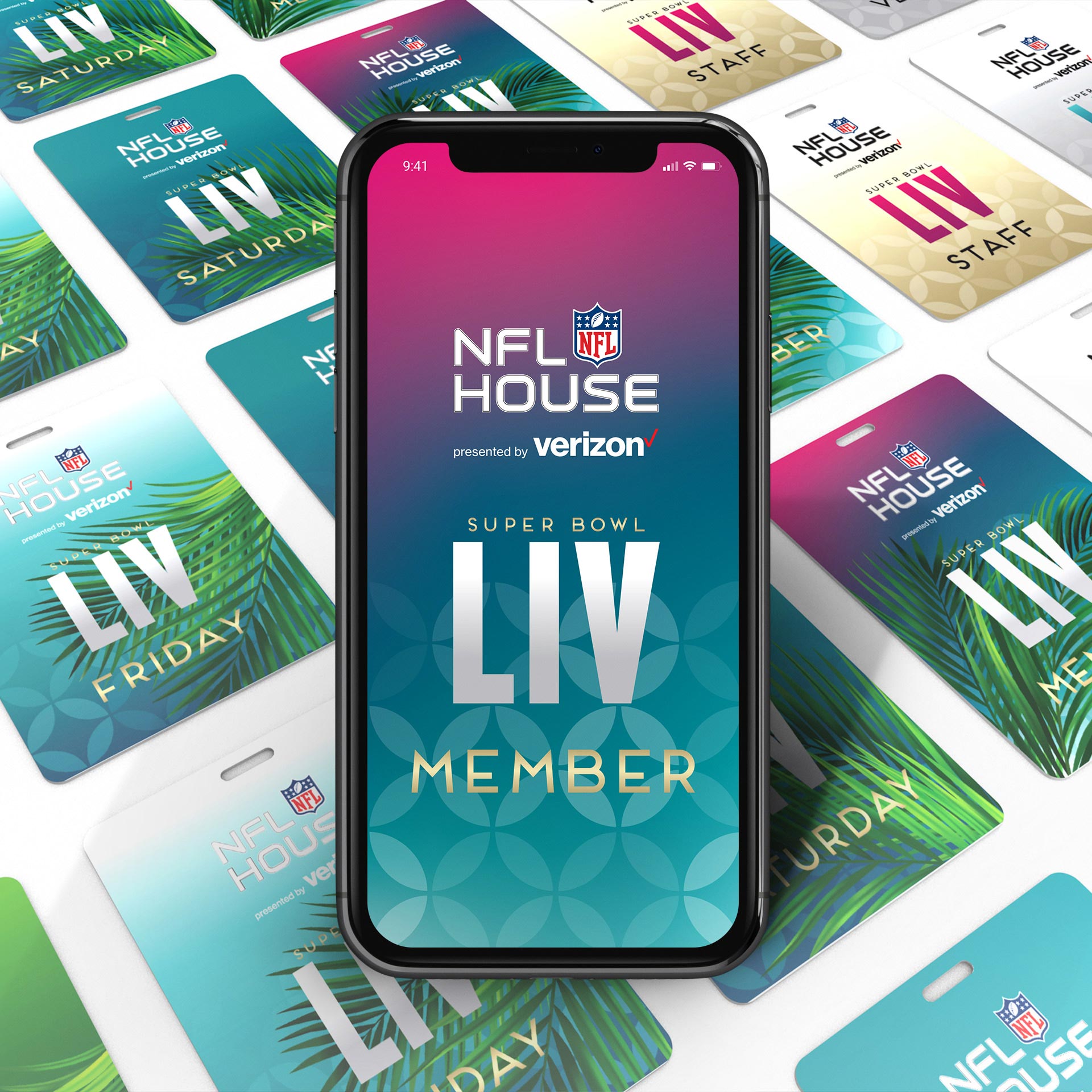 Cell phone with  preview of the NFL House LIV member login screen