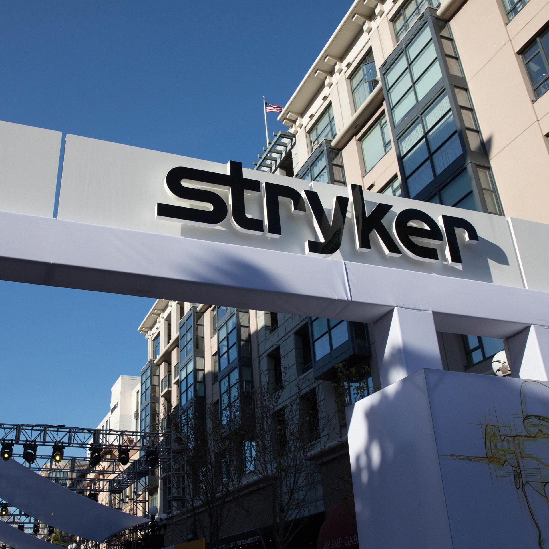 The Stryker logo is positioned in the air for everyone to see. 