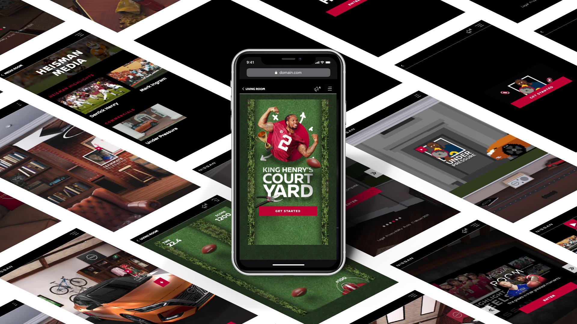 iPhone shows a game GMR Marketing created for Nissan's Heisman House for sports marketing 